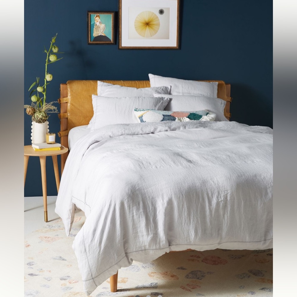Anthropologie washed linen cal king duvet & 2 shams
